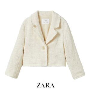 ZARA Kids | Ecru | TEXTURED CROP BLAZER